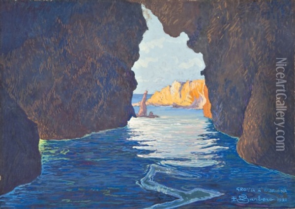 Grotta A Taormina Oil Painting - Ernesto Barbero