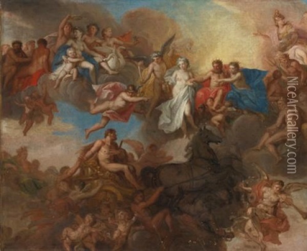 Hercules And Hebe Oil Painting - Louis Cheron