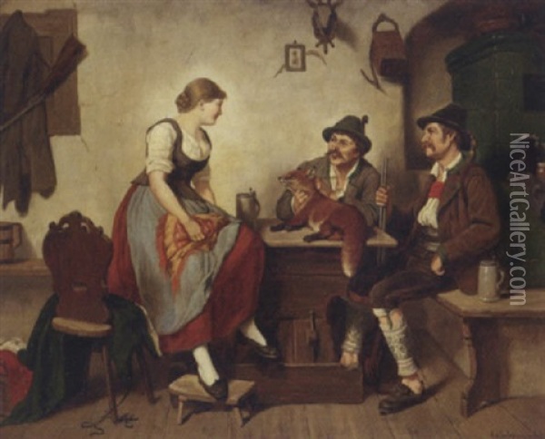 The Huntsmen's Friend Oil Painting - Adolf Franz Christian Schreitter von Schwarzenfeld