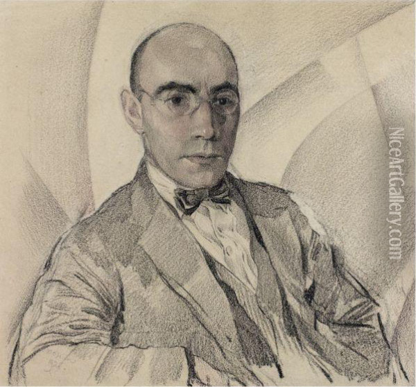 Portrait Of Miron Sherling Oil Painting - Sergei Vasil'evich Chekhonin