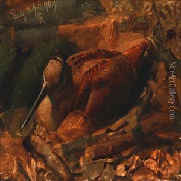 A Snipe In A Nest Oil Painting - Niels Peter Rasmussen
