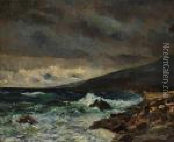 Coastal Landscape Oil Painting - J.E. Carl Rasmussen