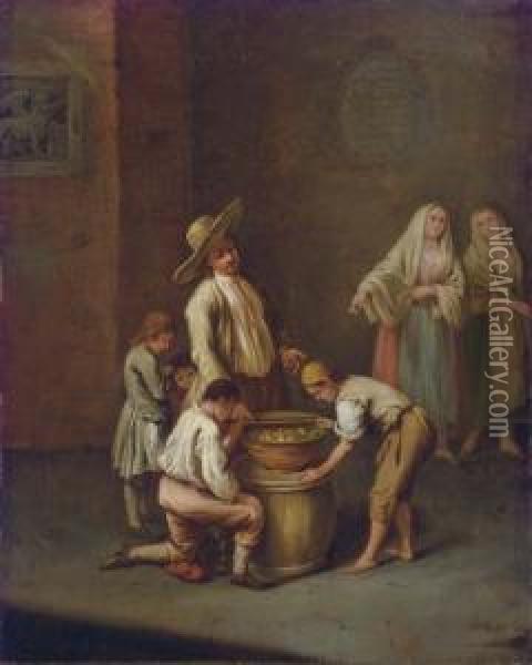The Fritole Seller Oil Painting - Pietro Longhi