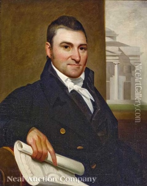 James Barbour (1775-1842), With Thomas Jefferson's First Project For Barboursville Oil Painting - Cephas Thompson