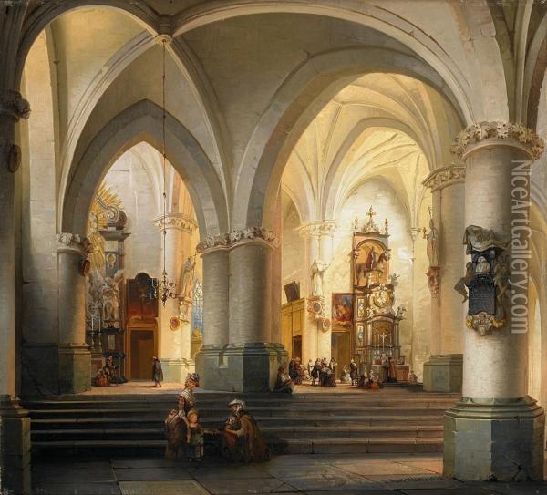 Kircheninneres Oil Painting - Joseph Maswiens