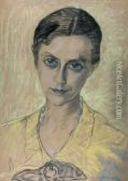 Portret Kobiety, 25 Viii 1937 Oil Painting - Stanislaw Ignacy Witkiewicz-Witkacy