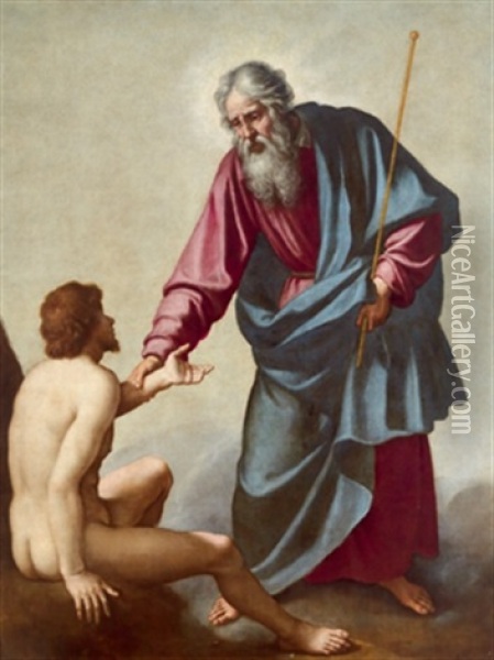 Die Erschaffung Des Adams, La Creazione Di Adamo Oil Painting - Jacopo (da Empoli) Chimenti