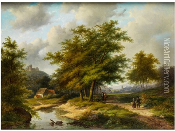 Sommerliche Landschaft Mit Wandernden Oil Painting - Jan Evert Morel the Younger