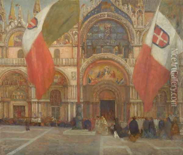 Jour de Fete a Venise, c.1904 Oil Painting - Eugene Lawrence Vail
