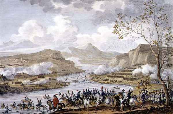The Battle and Crossing of the Tagliamento, 26 Ventose, Year 5 March 1797 engraved by Jean Duplessi-Bertaux 1747-1819 Oil Painting - Carle Vernet