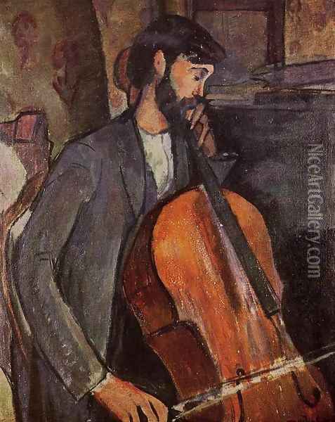 The Cellist Oil Painting - Amedeo Modigliani