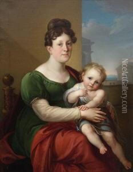 Junge Mutter Mit Ihrem
 Kind Oil Painting - Johann Friedrich Matthai