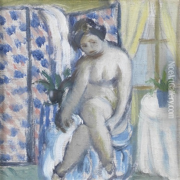 Nude After A Bath Oil Painting - Wolf Kibel