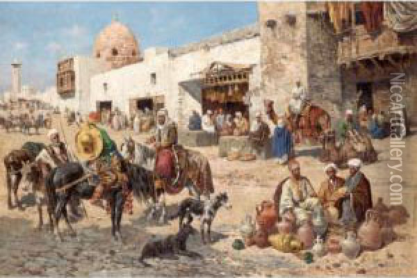 Arab Marketplace Oil Painting - Giuseppe Gabani