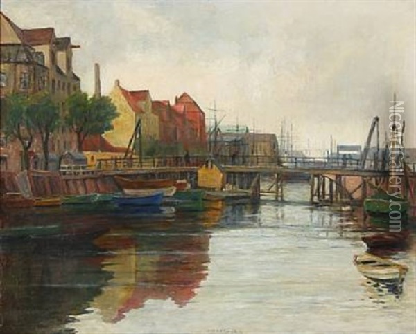 View From The Christianshavn Canal In Copenhagen Oil Painting - Johan Rohde
