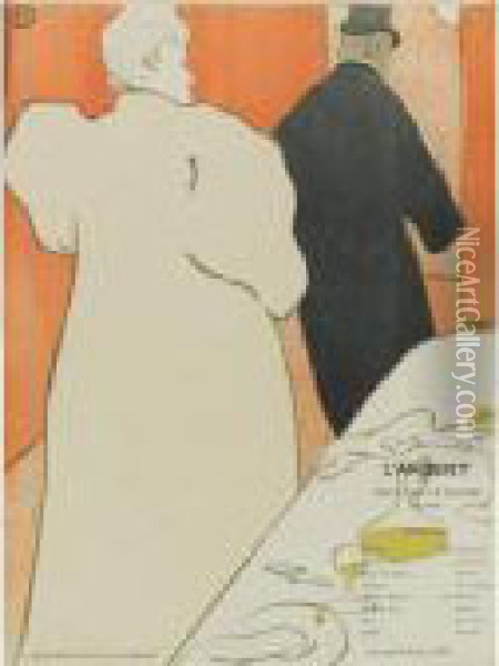 Un Monsieur Et Une Dame, Programme Pour 'l'argent' (d. 15; A. 148; W. 97; Adr. 133) Oil Painting - Henri De Toulouse-Lautrec