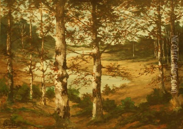 Berkenbomen Bij Een Ven. Gesigneerd Oil Painting - Hendrik Petrus Berlage