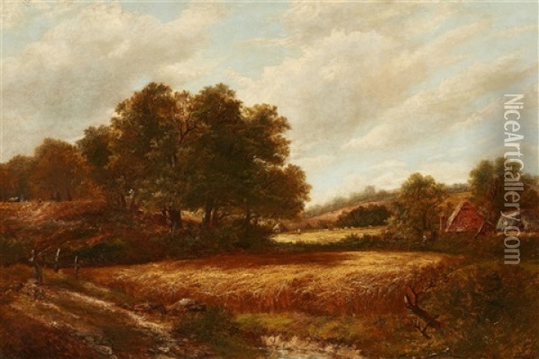 English Landscape With A Cornfield Oil Painting - Joseph Thors