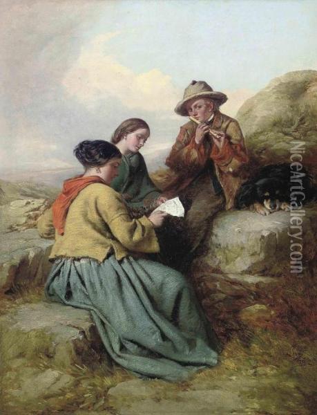 The Music Lesson Oil Painting - James John Hill