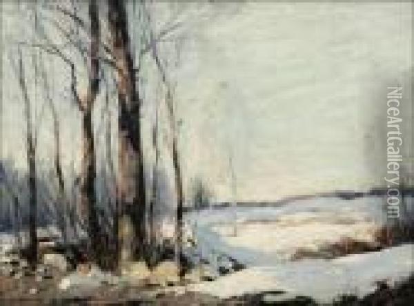 Melting Snow Oil Painting - George Matthew Bruestle
