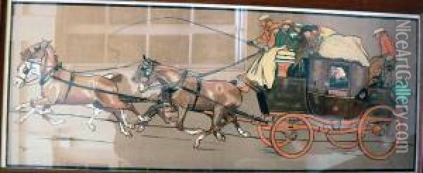The Royal Mail Eaton Coach Oil Painting - Cecil Charles Aldin