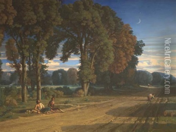 Chemin De Narni, Effet Du Soir Oil Painting - Nicolas Louis Cabat