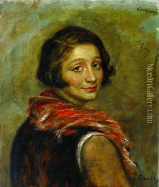 Jeune Femme En Buste (lea) Oil Painting - Roman Kramsztyk