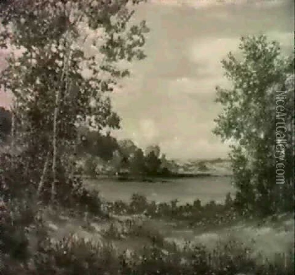 View Across The Lake, Saugatuck, Michigan Oil Painting - Joseph Kleitsch