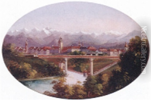 Blick Auf Fribourg In Der Schweiz Oil Painting - Hubert Sattler