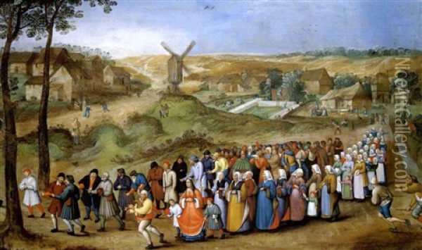 Der Hochzeitszug Zur Kirche Oil Painting - Pieter Brueghel the Younger