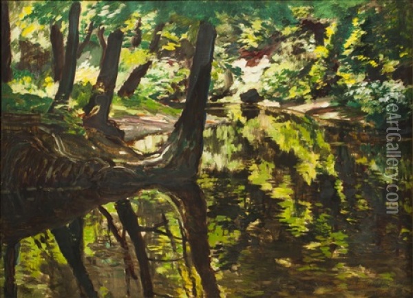 Bach Im Wald Oil Painting - Antonin Hudecek