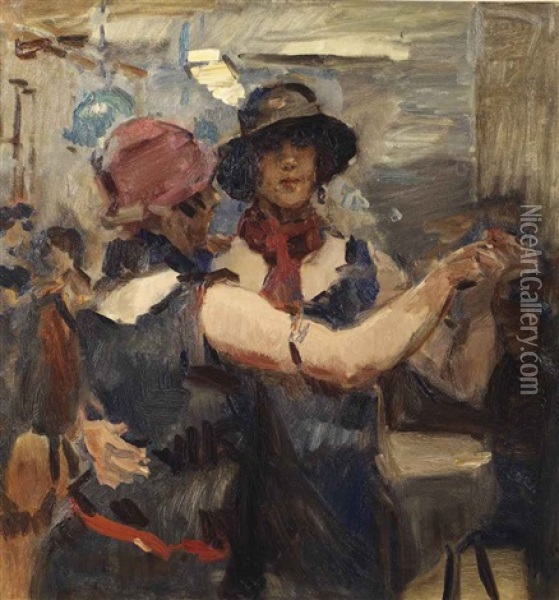 Women Dancing At A Cafe, The Hague Oil Painting - Isaac Israels