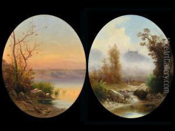 Paar Landschaftsgemalde Oil Painting - Guido Agostini