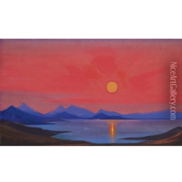 Sunset, Kashmir Oil Painting - Nikolai Konstantinovich Roerich