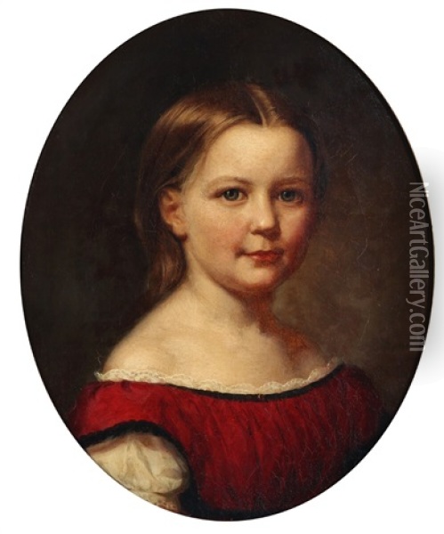 A Portrait Of The Painter's Daughter Elisabeth Schiott Oil Painting - August Heinrich Georg Schiott
