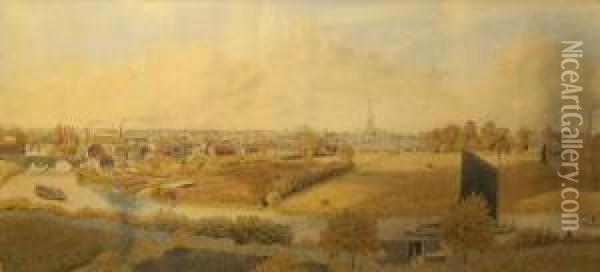Panoramic View Of Norwich From Riverside Oil Painting - William Frederick Austin