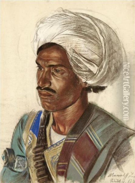 Study Of An Afghan Oil Painting - Alexander Evgenievich Yakovlev