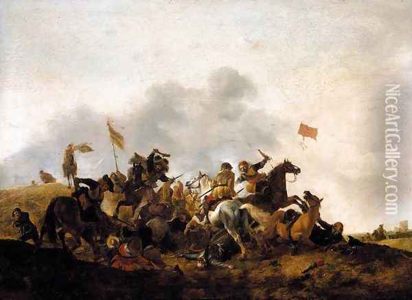Cavalry Skirmish Oil Painting - Philips Wouwerman