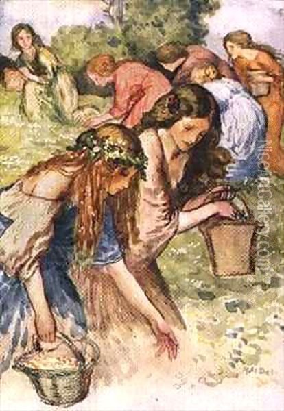 There is a meadow by the River's side, a flock of nymphs I chanced to espy Oil Painting - Robert Anning Bell