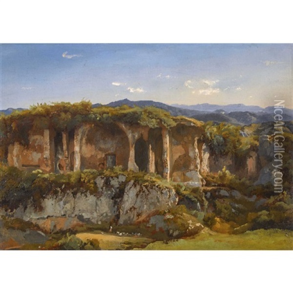 Grotte A Tivoli Oil Painting - Barthelemy Menn
