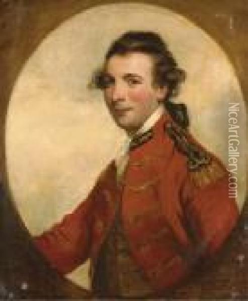 Portrait Of An Officer, Identified As Sir Robert Fletcher, Half-length, In Uniform Oil Painting - Sir Joshua Reynolds