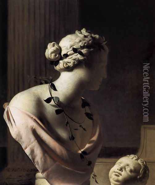 Still-Life with a Bust of Venus 1665 Oil Painting - Caesar Van Everdingen