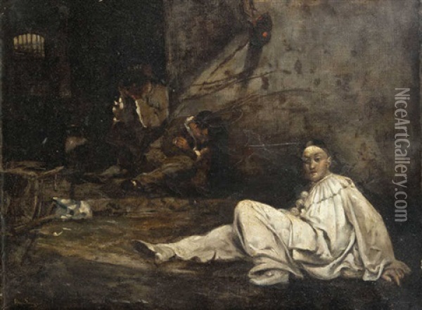 Pierrot Dans Une Geole Oil Painting - Hugo Salmson