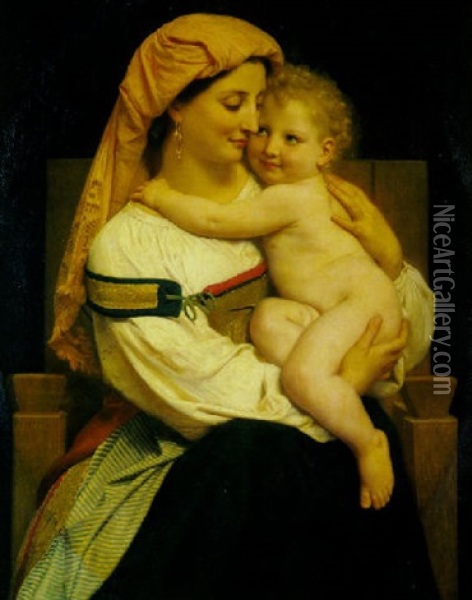 Femme De Cervara Et Son Enfant Oil Painting - William-Adolphe Bouguereau