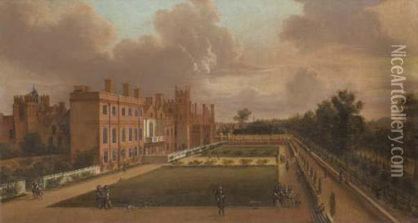 View Of St. James's Palace And The Gardens Oil Painting - Hendrick Danckerts