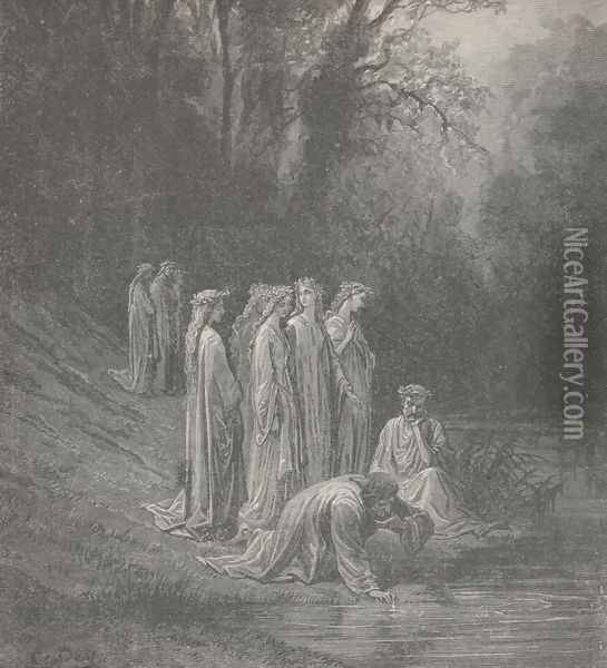 Lethe's water hath not hid it from him. (Canto XXXIII., line 130) Oil Painting - Gustave Dore