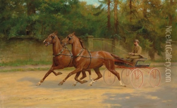 Walter Winans Driving A Carriage Oil Painting - Thomas Blinks