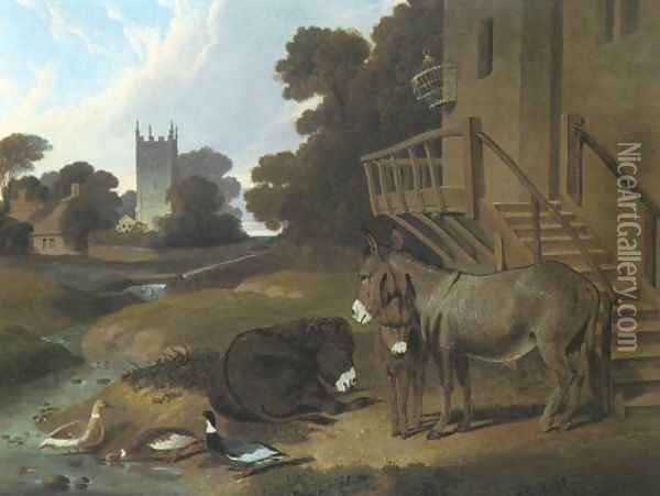 Donkey And Ducks 1833 Oil Painting - John Frederick Herring Snr
