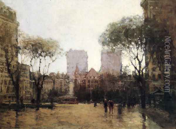 The Plaza at 59th Street Oil Painting - Paul Cornoyer