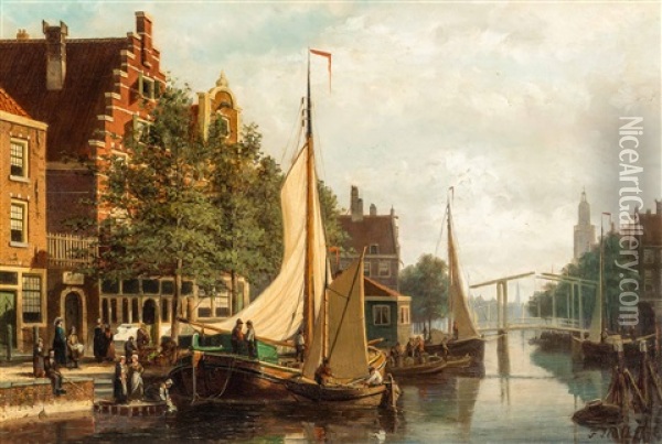View Of A City Oil Painting - Johannes Frederik Hulk the Elder